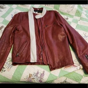 Gap Men’s Product Red Leather Moto Jacket Medium